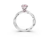 White gold Fancy Pink Oval  Solitaire Twist Band with Pave Prong Setting_67