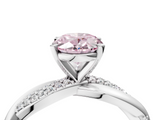 White gold Fancy Pink Oval  Solitaire Twist Band with Pave Prong Setting_68