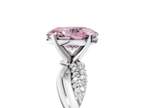 White gold Fancy Pink Oval  Solitaire Twist Band with Pave Prong Setting_69