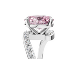 White gold Fancy Pink Oval  Solitaire Twist Band with Pave Set Diamonds and Four-Prong Setting_147