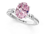 White gold Fancy Pink Oval  Solitaire Twisted Band Prong Set Engagement Ring_62