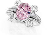 White gold Fancy Pink Oval  Solitaire Twisted Band Scroll Prong Ring_4