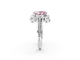 White gold Fancy Pink Oval  Solitaire Twisted Band Scroll Prong Ring_5