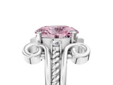 White gold Fancy Pink Oval  Solitaire Twisted Band Scroll Prong Ring_8