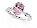 White gold Fancy Pink Oval  Solitaire Twisted Band with Bead Prong Setting_403