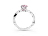 White gold Fancy Pink Oval  Solitaire Twisted Band with Bead Prong Setting_404