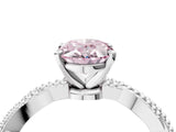 White gold Fancy Pink Oval  Solitaire Twisted Band with Bead Prong Setting_405