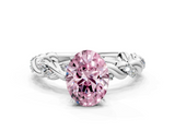 White gold Fancy Pink Oval  Solitaire Twisted Band with Pavé Accents and Four-Prong Setting_3
