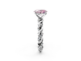 White gold Fancy Pink Oval  Solitaire Twisted Band with Pavé Accents and Four-Prong Setting_5