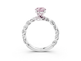 White gold Fancy Pink Oval  Solitaire Twisted Band with Pavé Accents and Four-Prong Setting_6