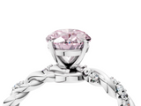 White gold Fancy Pink Oval  Solitaire Twisted Band with Pavé Accents and Four-Prong Setting_7
