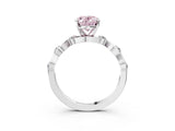 White gold Fancy Pink Oval  Solitaire Twisted Band with Prong Setting 3