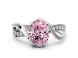 White gold Fancy Pink Oval  Solitaire Twisted Band with Prong Setting_3