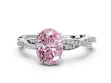 White gold Fancy Pink Oval  Solitaire Twisted Pave Diamond Ring with Four-Prong Setting_158
