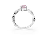 White gold Fancy Pink Oval  Solitaire Twisted Pave Diamond Ring with Four-Prong Setting_163