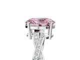 White gold Fancy Pink Oval  Solitaire Twisted Pave Diamond Ring with Four-Prong Setting_165
