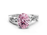 White gold Fancy Pink Oval  Solitaire Vine Band with Milgrain Prong Setting_3