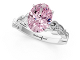 White gold Fancy Pink Oval  Solitaire Vine Band with Milgrain Prong Setting_4