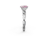 White gold Fancy Pink Oval  Solitaire Vine Band with Milgrain Prong Setting_5
