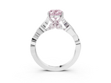 White gold Fancy Pink Oval  Solitaire Vine Band with Milgrain Prong Setting_6