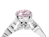 White gold Fancy Pink Oval  Solitaire Vine Band with Milgrain Prong Setting_7