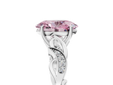 White gold Fancy Pink Oval  Solitaire Vine Band with Milgrain Prong Setting_8