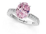 White gold Fancy Pink Oval  Solitaire with Pavé Band and Four-Prong Setting_342