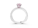 White gold Fancy Pink Oval  Solitaire with Pavé Band and Four-Prong Setting_344