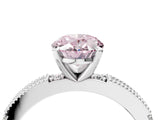 White gold Fancy Pink Oval  Solitaire with Pavé Band and Four-Prong Setting_346