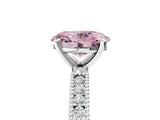 White gold Fancy Pink Oval  Solitaire with Pavé Band and Four-Prong Setting_347