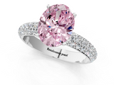 White gold Fancy Pink Oval  Solitaire with Pave Band and Four-Prong Setting_4