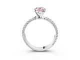 White gold Fancy Pink Oval  Solitaire with Pave Band and Four-Prong Setting_6