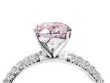 White gold Fancy Pink Oval  Solitaire with Pave Band and Four-Prong Setting_7