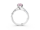 White gold Fancy Pink Oval  Solitaire with Side Baguettes and Channel Set Band_48