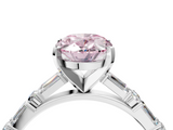 White gold Fancy Pink Oval  Solitaire with Side Baguettes and Channel Set Band_49