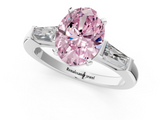 White gold Fancy Pink Oval  Solitaire with Tapered Baguette Side Stones on a Classic Band with Four-Prong Setting_104