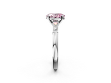 White gold Fancy Pink Oval  Solitaire with Tapered Baguette Side Stones on a Classic Band with Four-Prong Setting_107