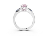 White gold Fancy Pink Oval  Solitaire with Tapered Baguette Side Stones on a Classic Band with Four-Prong Setting_108