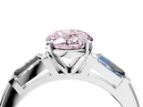 White gold Fancy Pink Oval  Solitaire with Tapered Baguette Side Stones on a Classic Band with Four-Prong Setting_109