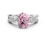 White gold Fancy Pink Oval  Three-Stone Diamond Ring with Pavé Split Shank and Four-Prong Setting_109