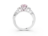 White gold Fancy Pink Oval  Three-Stone Diamond Ring with Pavé Split Shank and Four-Prong Setting_113