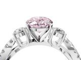 White gold Fancy Pink Oval  Three-Stone Diamond Ring with Pavé Split Shank and Four-Prong Setting_113