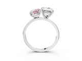 White gold Fancy Pink Oval  and Emerald Cut Toi Moi Ring with Prong Setting_65