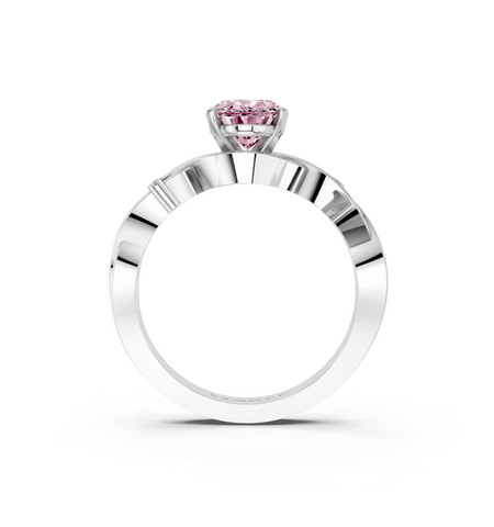 White gold Fancy Pink Oval cut Solitaire Twisted Band Prong Setting Ring_9