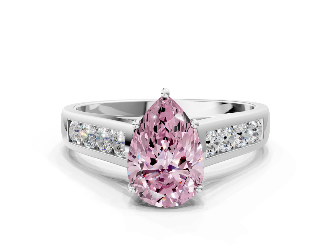 White gold Fancy Pink Pear  Brilliant Channel-Set Solitaire Ring with Four-Prong Setting_20