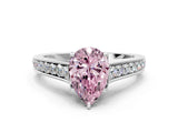 White gold Fancy Pink Pear  Brilliant Cut Diamond Engagement Ring with Pavé Band and Four-Prong Setting_49