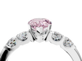 White gold Fancy Pink Pear  Brilliant Cut Diamond Five-Stone Prong Set Engagement Ring with Channel Band_7