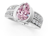 White gold Fancy Pink Pear  Brilliant Diamond Channel Set Wide Band Ring with Bezel Setting_21