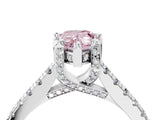 White gold Fancy Pink Pear  Brilliant Diamond Solitaire with Pavé Band and Four-Prong Setting 4