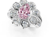 White gold Fancy Pink Pear  Brilliant Flower Halo Diamond Split Shank Ring_92